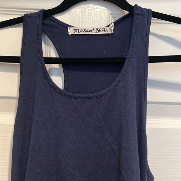 Michael Stars navy midi dress, size L. Form fitting & gathered at the sides. - Picture 3 of 8